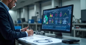 Comparação entre consultoria em metrologia e softwares dedicados em um ambiente industrial com equipamentos de medição e computador